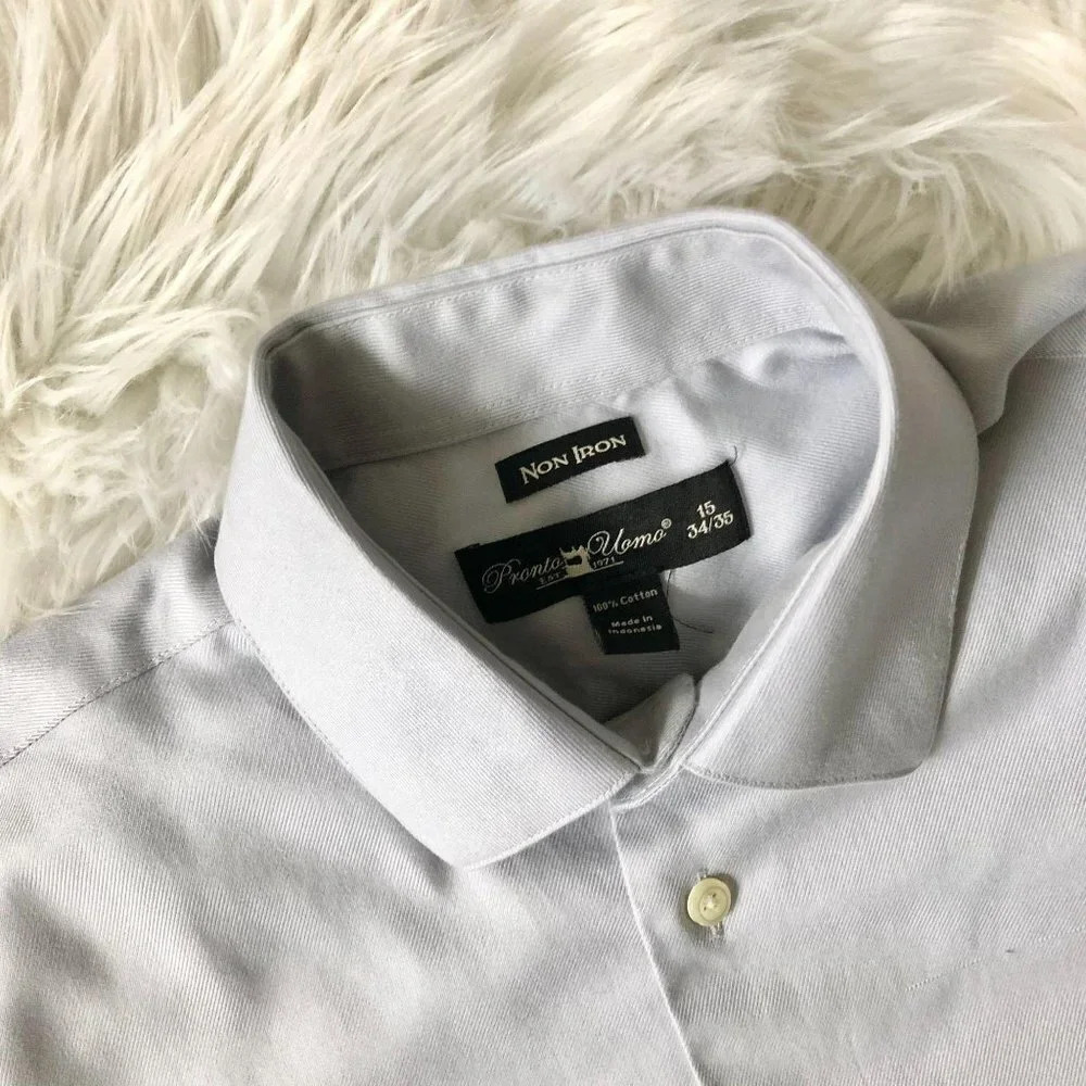 Men's Pronto Uomo 100% Cotton Non Iron Dress Shirt - Picture 5 of 5